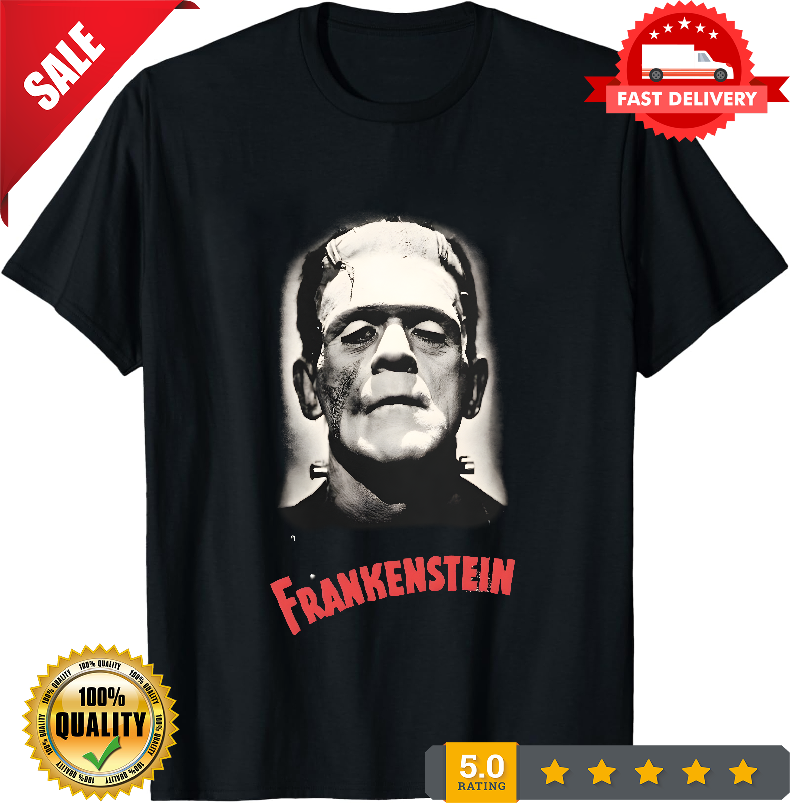 Frankenstein Classic Horror T-Shirt S-3XL Black-TH82012