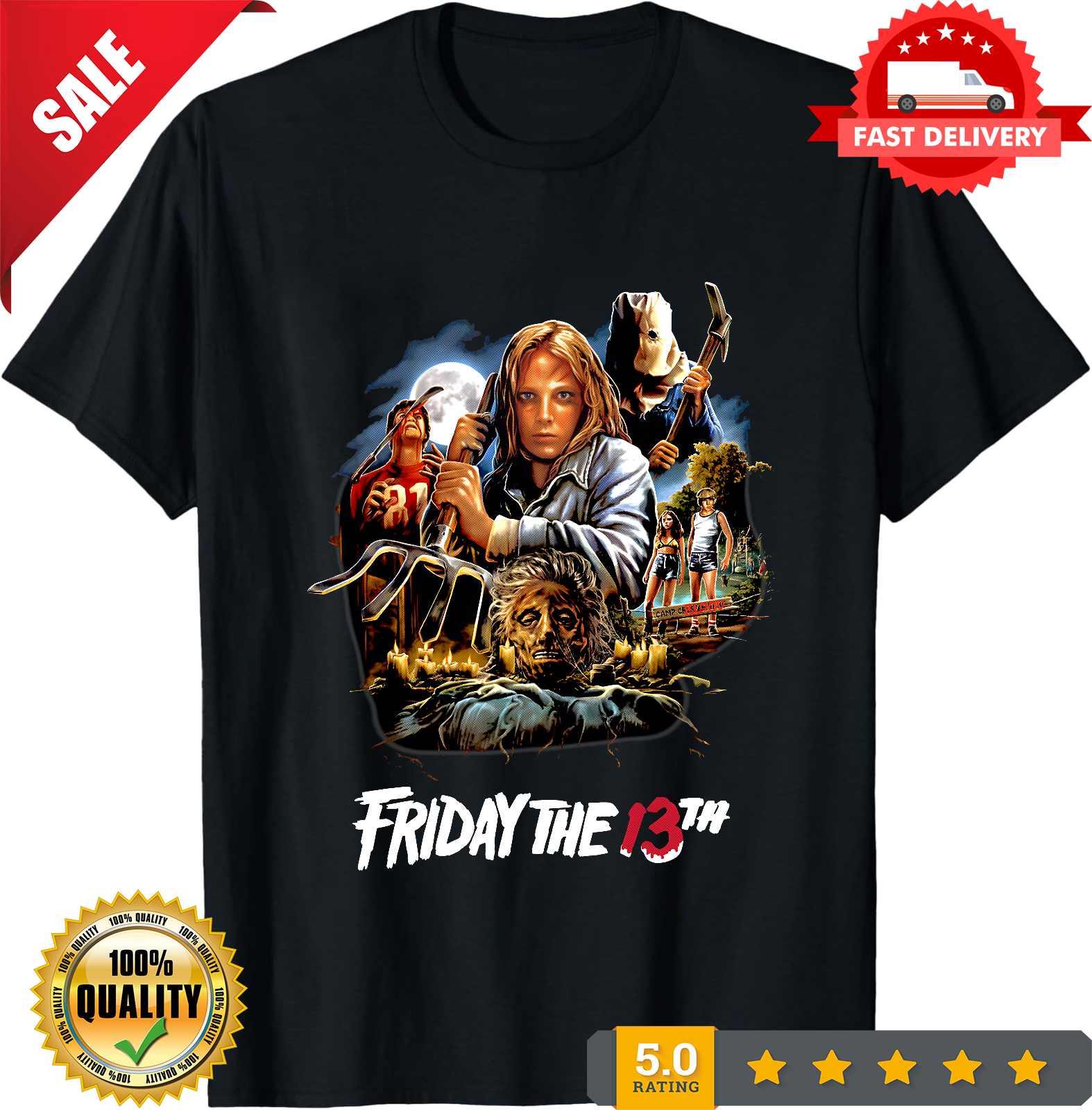 Friday The 13th Movie Horror T-Shirt Black S-3XL-TH82006