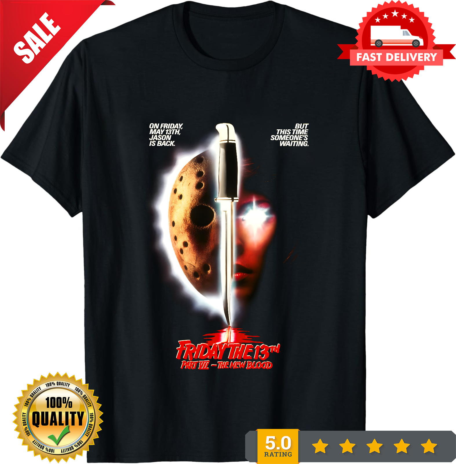 Friday The 13th Part VII The New Blood Horror Movie T-Shirt Black S-3XL-TH82016