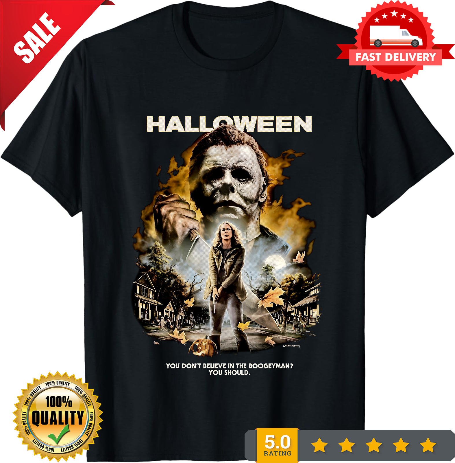 Halloween Movie Horror Michael Myers T-Shirt Black S-3XL-TH81996