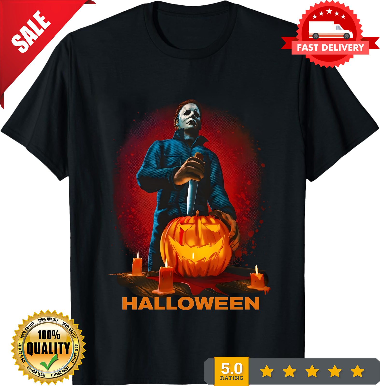Michael Myers Halloween Horror Movie T-Shirt Black S-3XL-TH81998