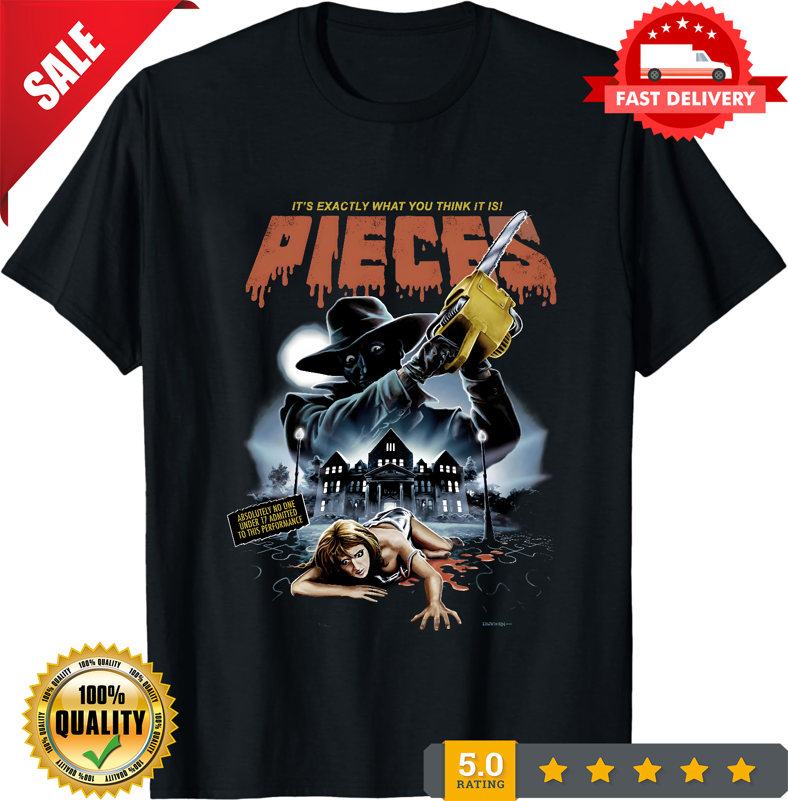 Pieces Horror Movie Shirt Black S-3XL-TH82023