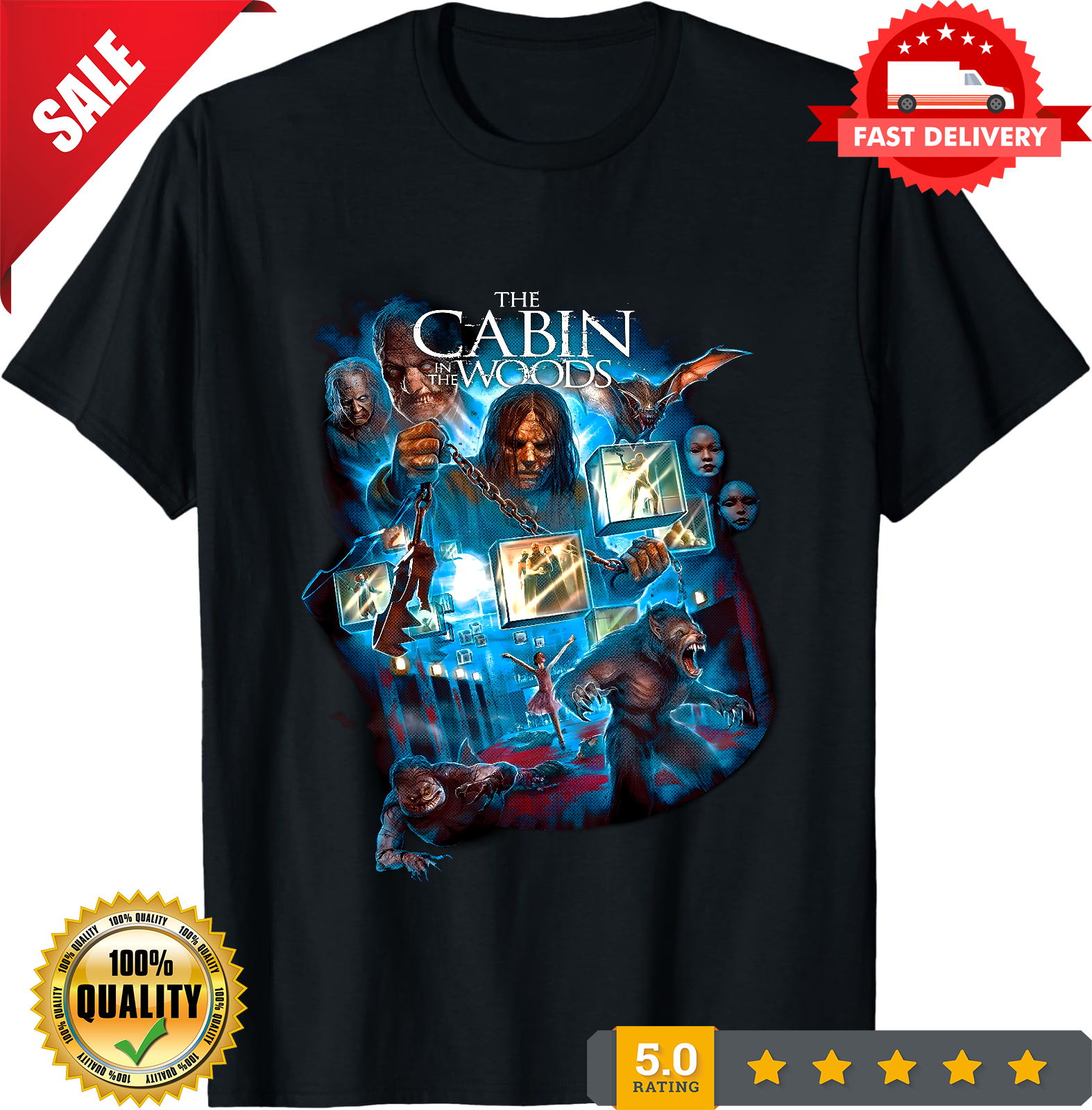 The Cabin In The Woods Movie Horror T-Shirt Black S-3Xl-TH82004