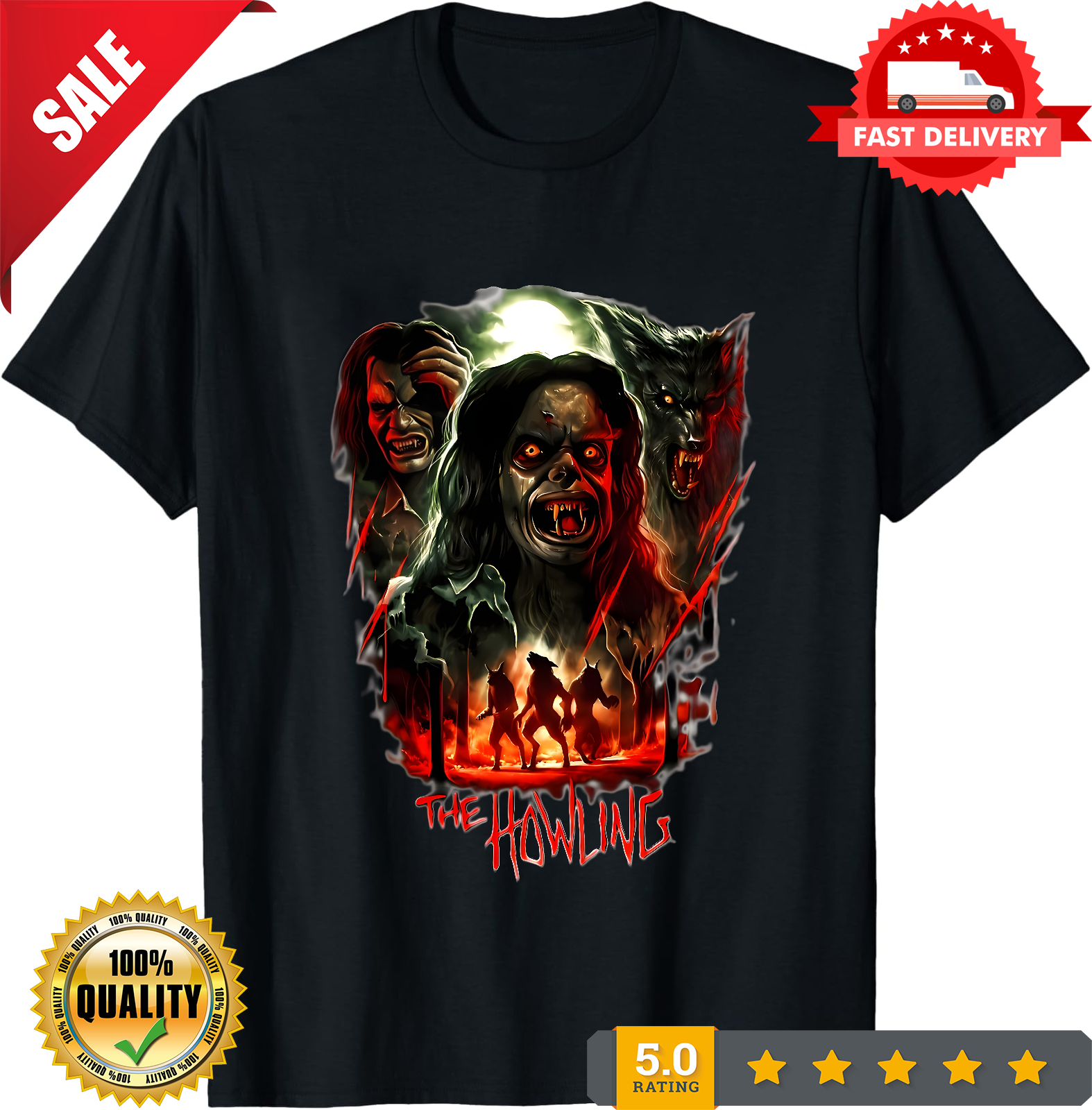 The Howling Movie Tee, Horror Film Lover T-Shirt, Halloween Shirt, Werewolf Tee-TH82024