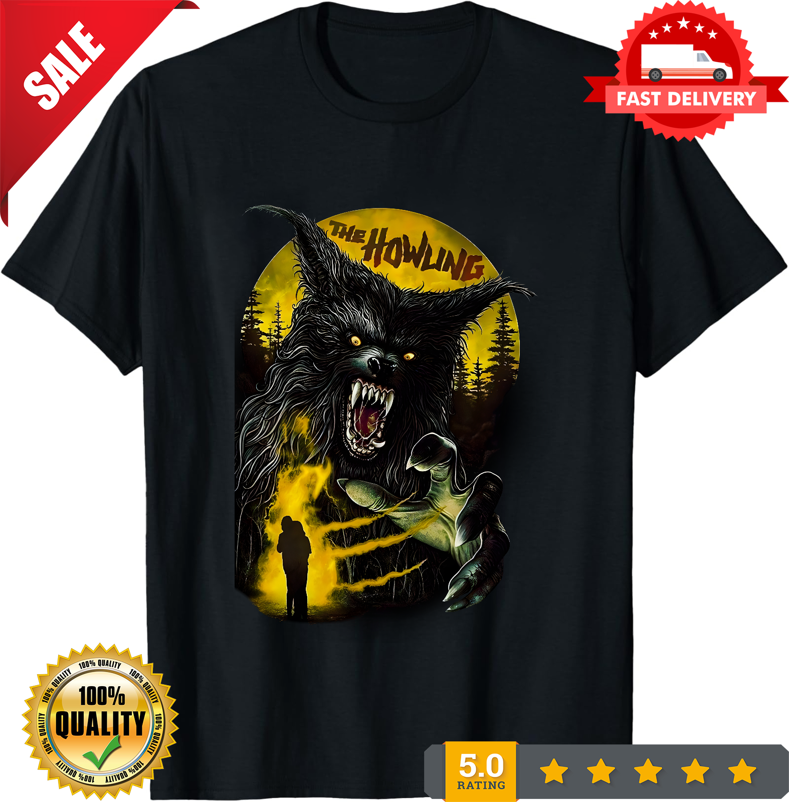 The Howling Tee, Werewolf T-Shirt, Horror Movie Shirt, Halloween Apparel-TH82025