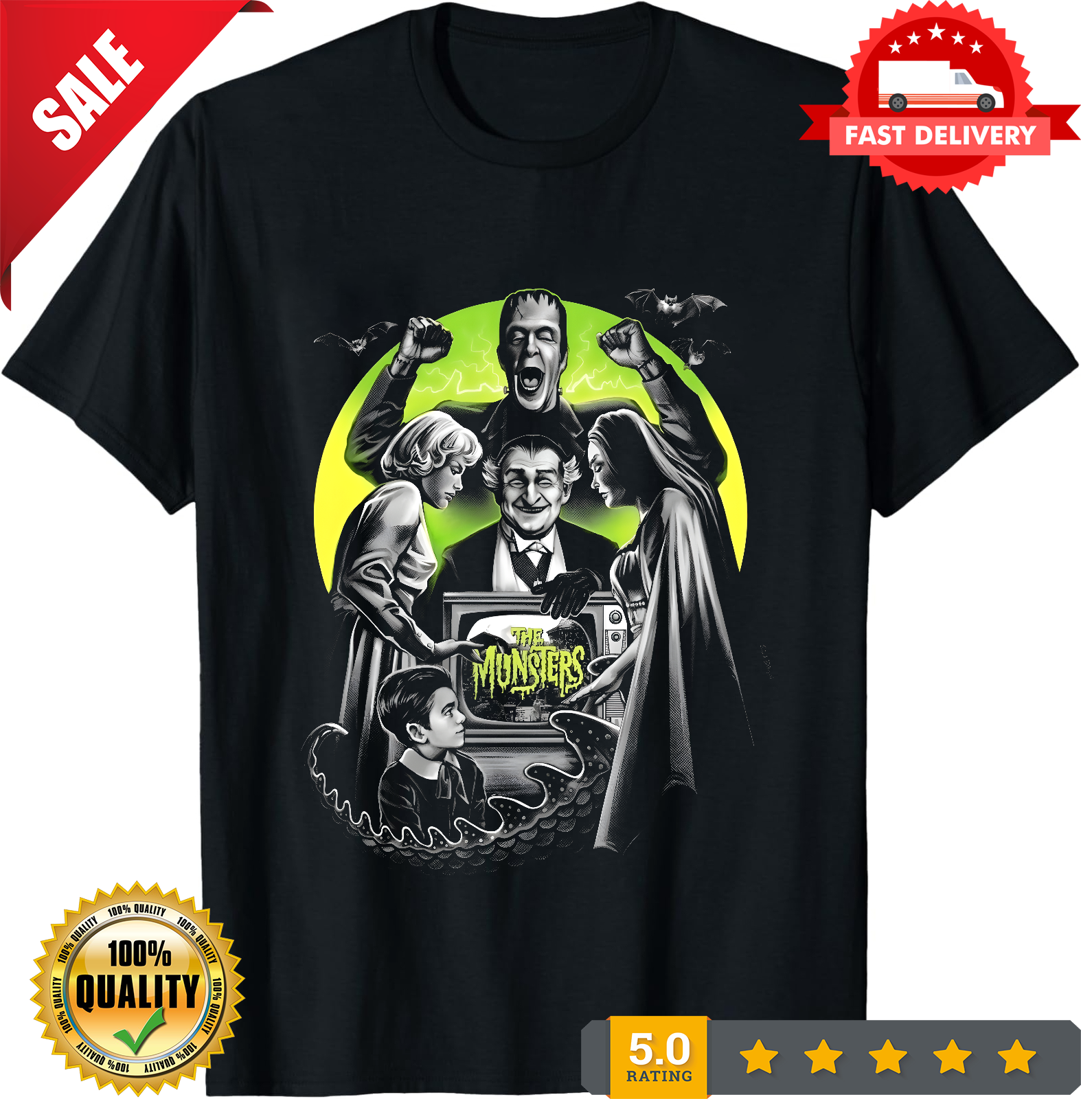 The Munsters Horror T-Shirt Black S-3XL-TH82021
