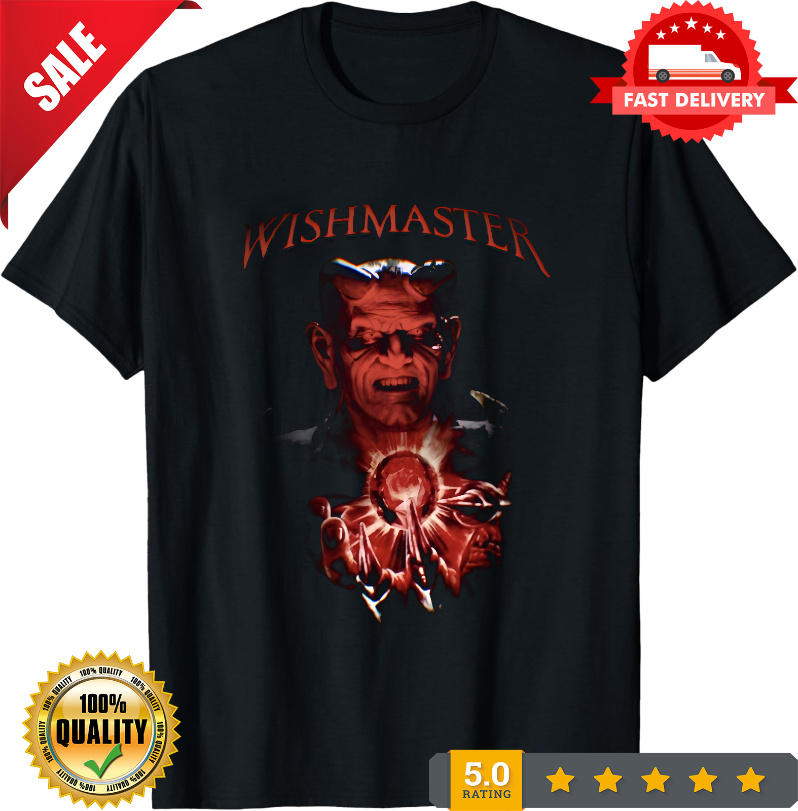 Wish Master T-Shirt, Horror Movie Tee, 90s Cult Classic Shirt, Horror Movie Gift-TH82027