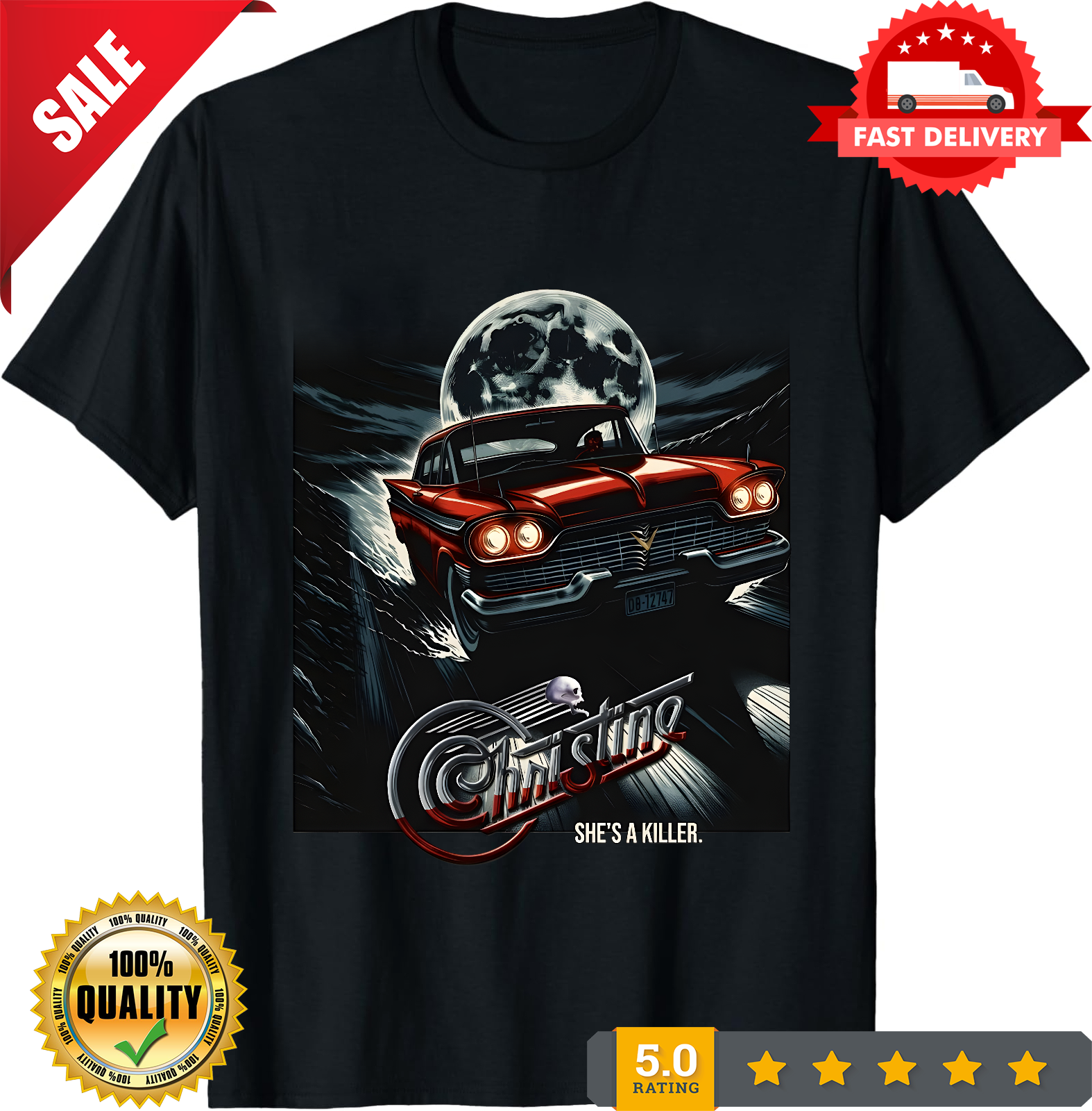 Christine T Shirt - 80â€™s Stephen King Horror Classic - Plymouth Fury Car Art-TH82081