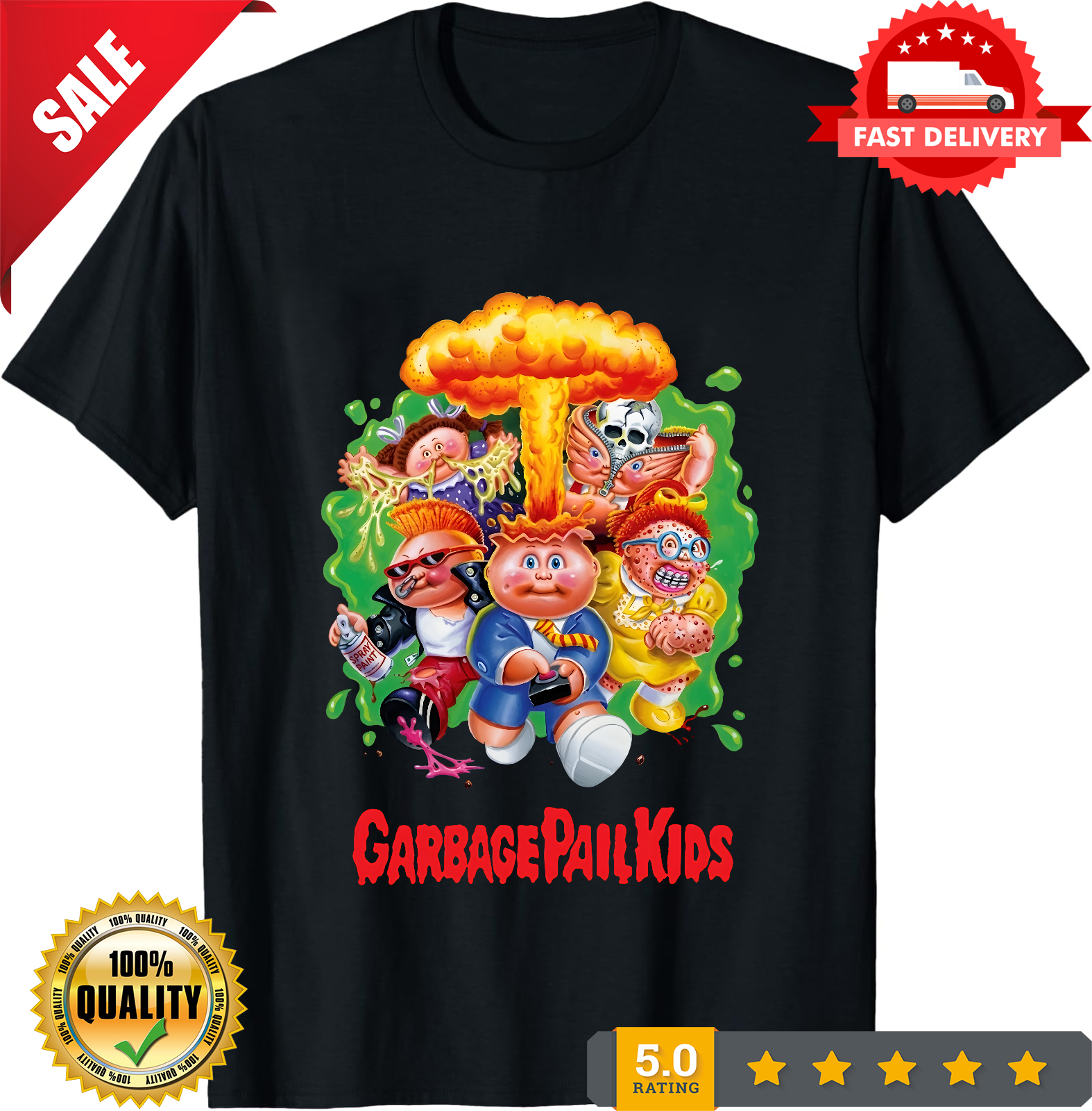 Garbage Pail Kids T-shirt, Funny Vintage Design, Cool Gift for 80s Fans, Novelty-TH82080