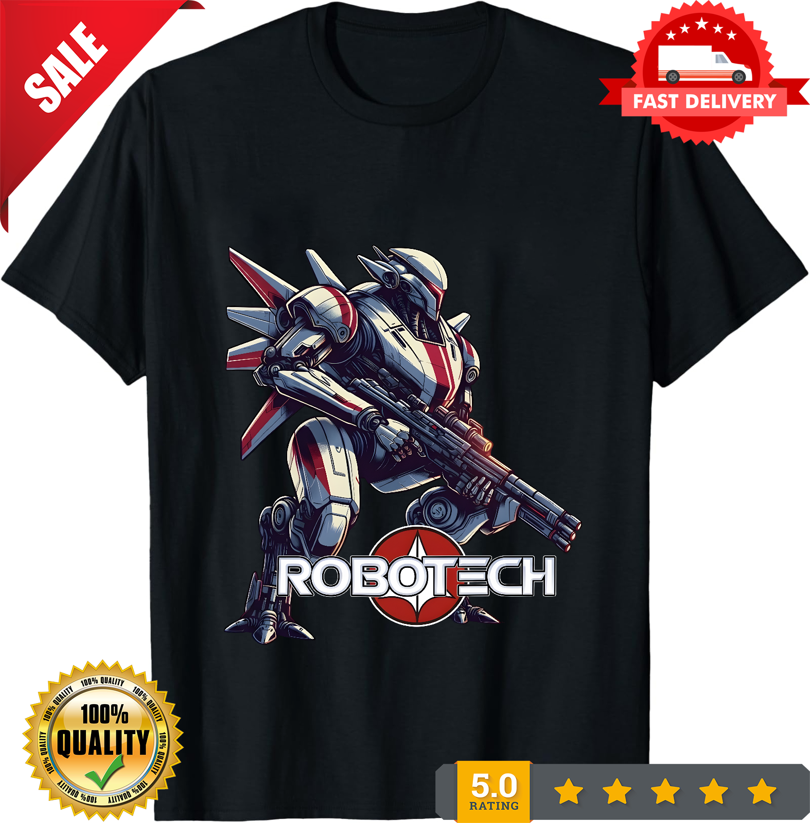 Robotech T Shirt - Valkyrie - 80's Sci Fiction Cartoon Classic Retro Tee - New-TH82088