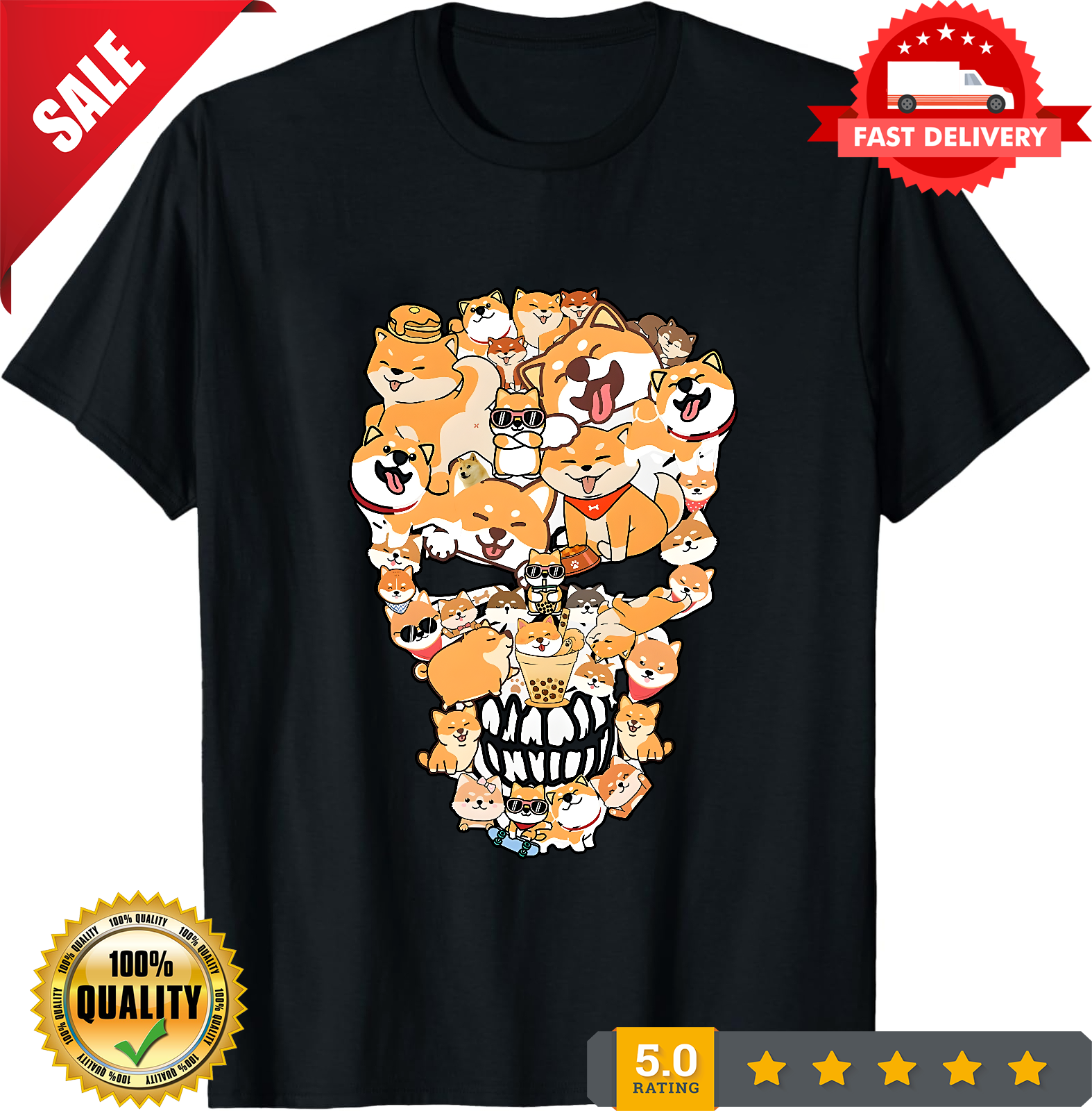Shiba Inu Skull - Skeleton Halloween Costume Skull Shiba Unisex T-shirt-TH82092